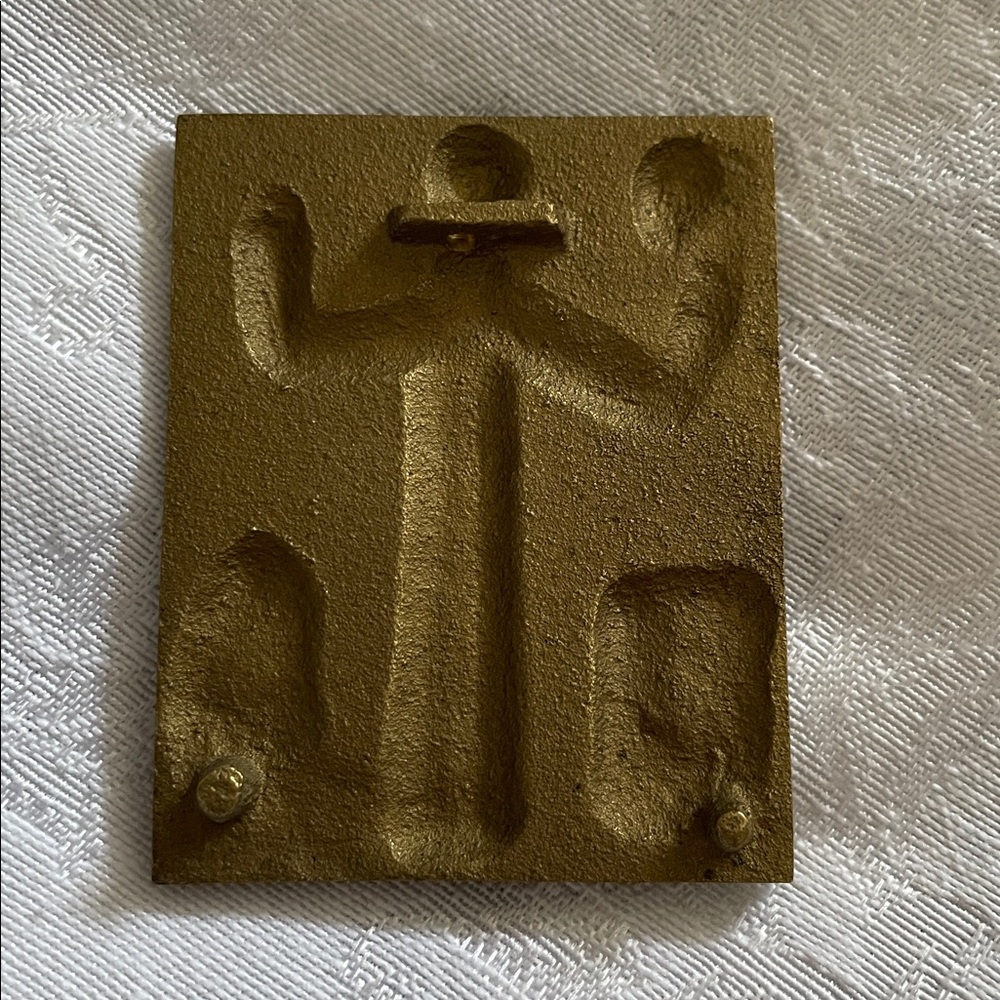Vintage Bronze Religious Relief Plaque.  2x2” - Picture 2 of 2
